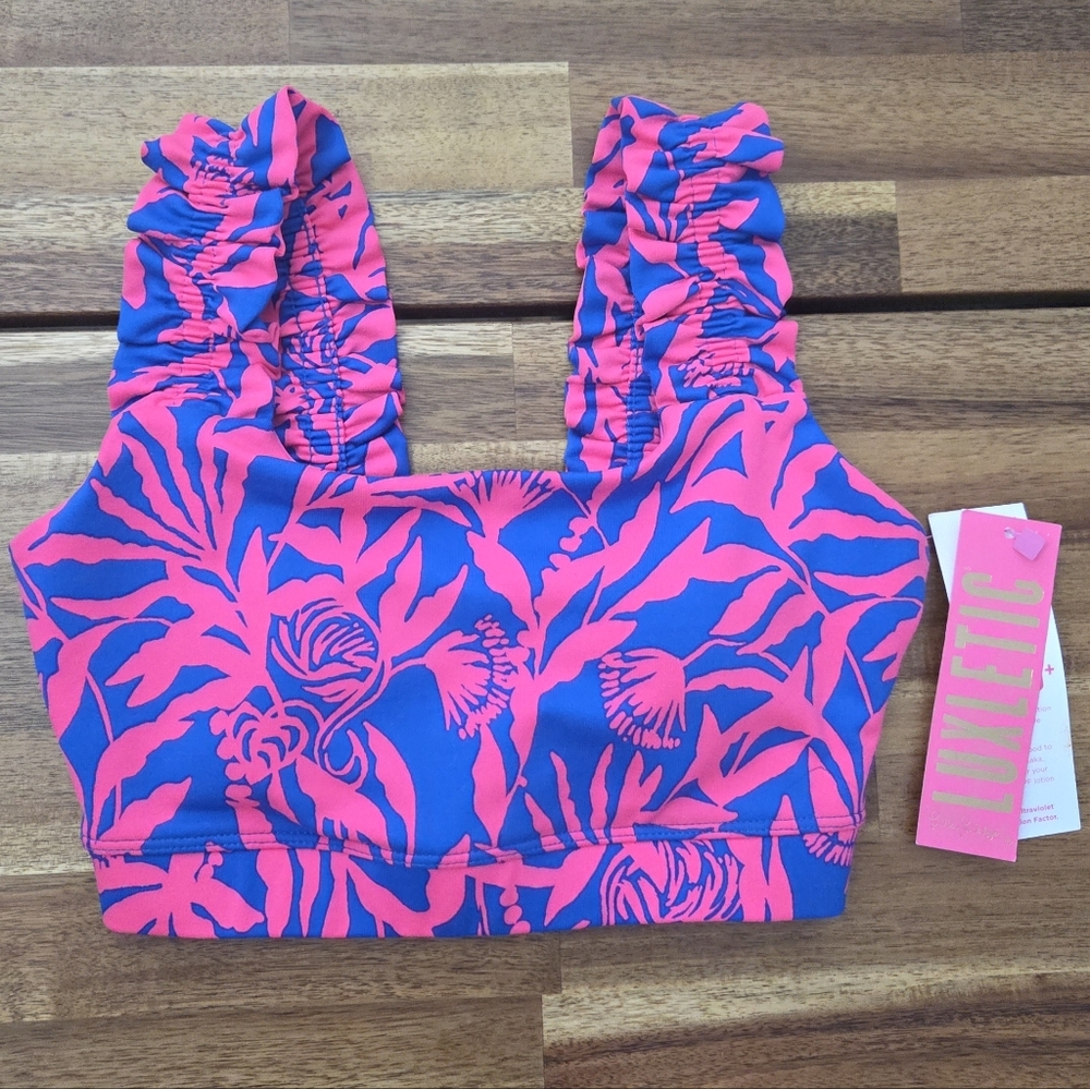 Lilly Pulitzer Karena Ruffle Sports Bra Flocking to Paradise - Picture 5 of 8